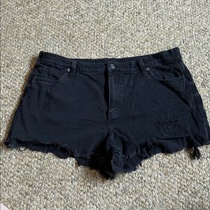 Aerie Black Distressed Jean Shorts